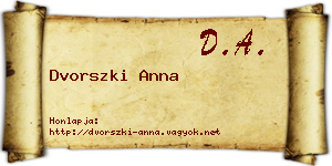 Dvorszki Anna névjegykártya
