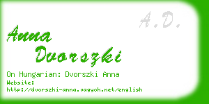 anna dvorszki business card